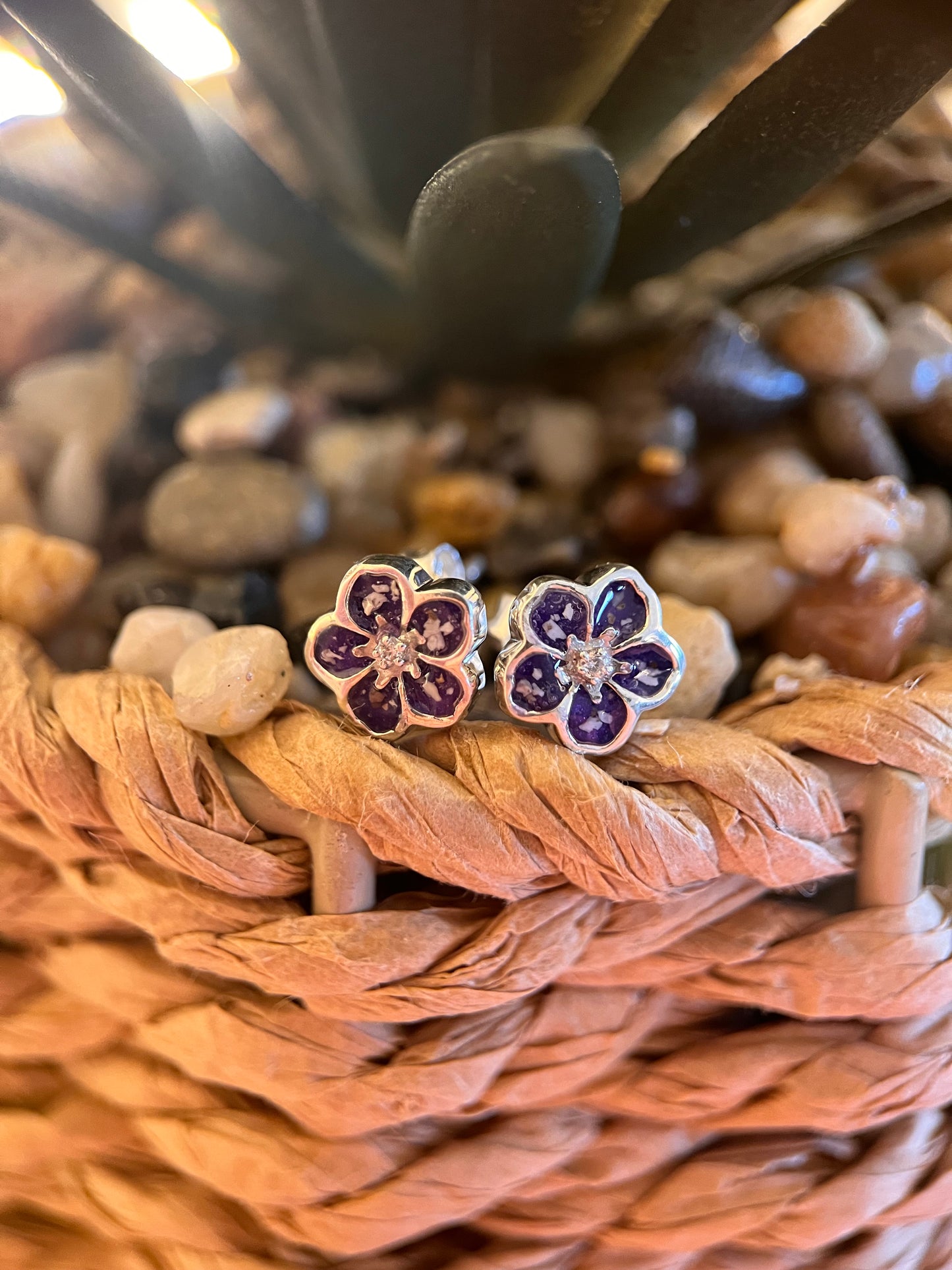 Forget-Me-Knot Clear Cubic Zirconia (CZ) Memorial Earrings