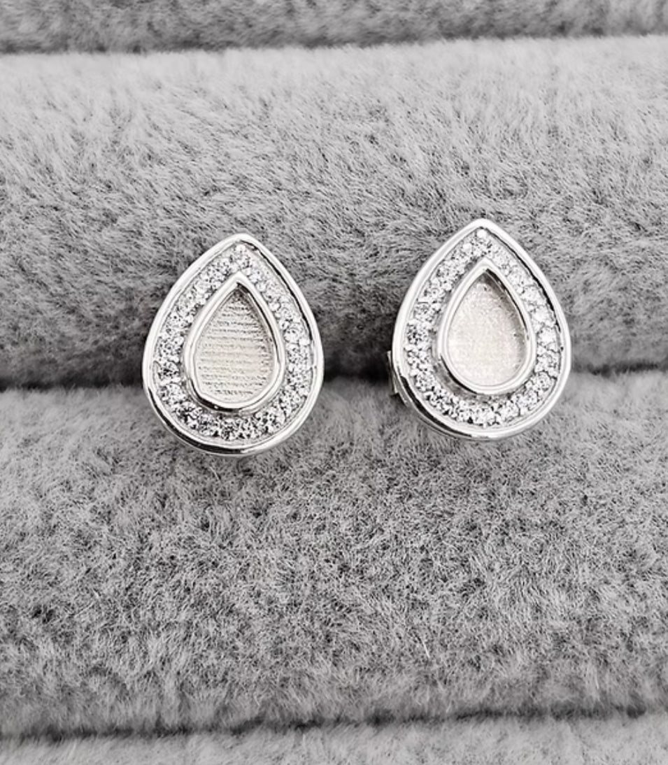 Teardrop Halo Stud Keepsake Earrings