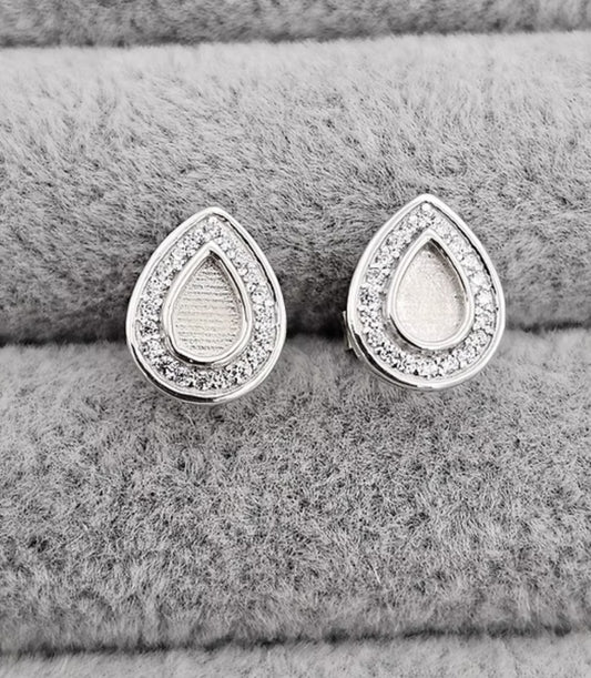 Teardrop Halo Stud Keepsake Earrings