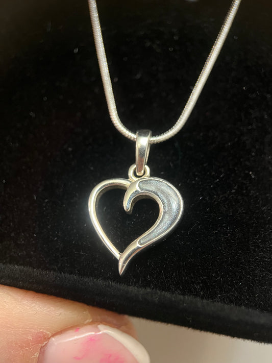 Wave Heart Keepsake Necklace