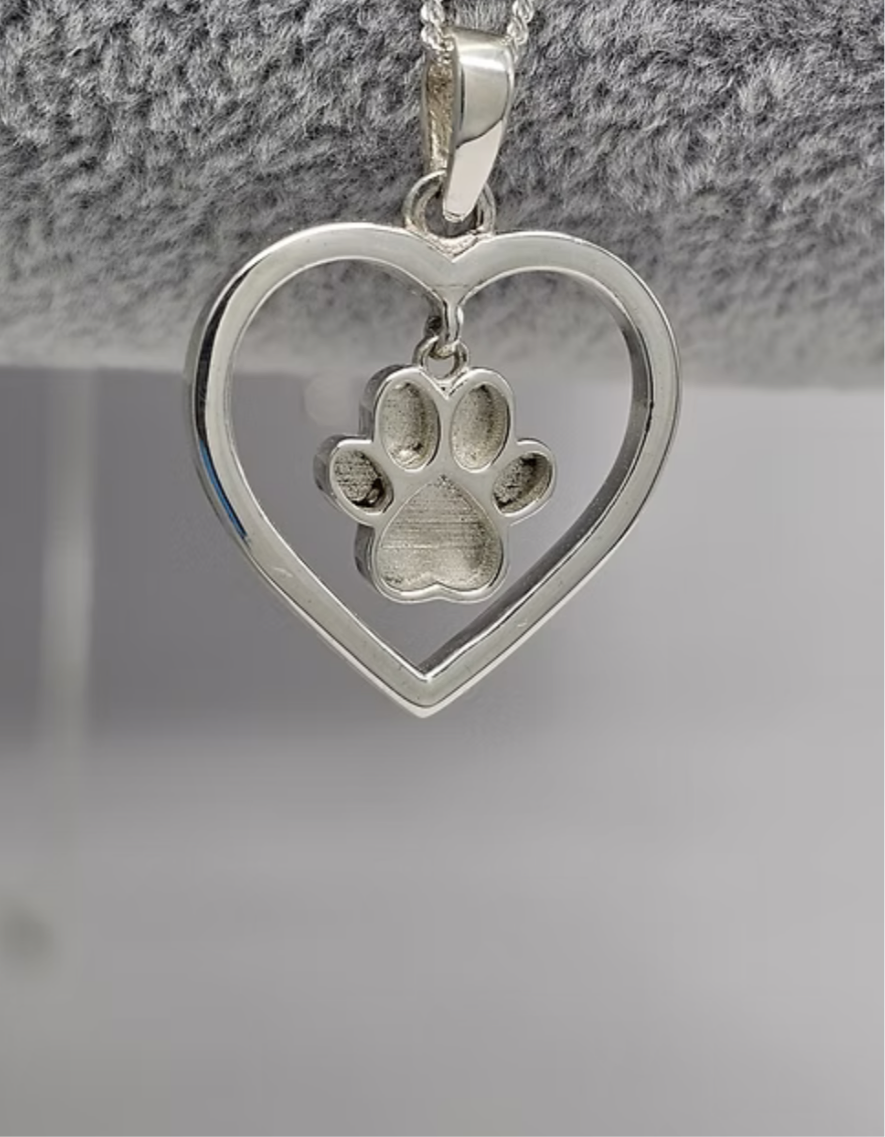 Dangle Paw Print Keepsake Necklace