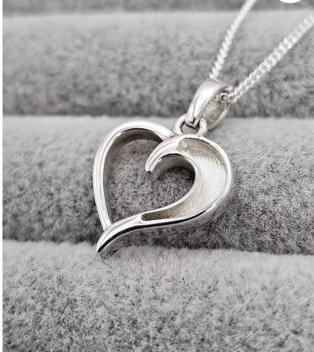 Wave Heart Keepsake Necklace