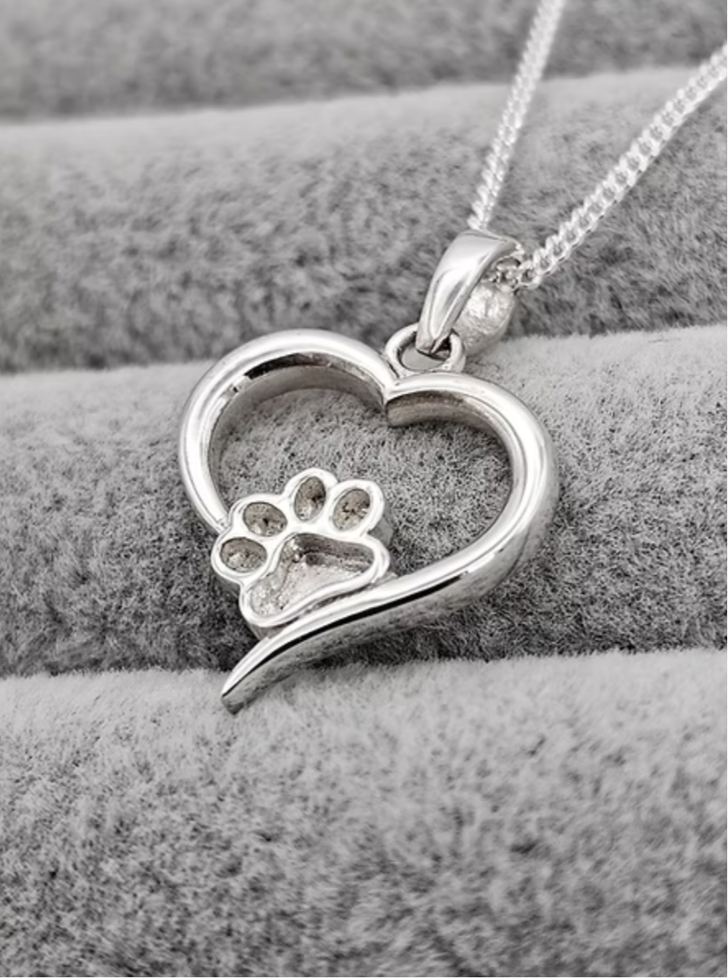 Hallow Heart Paw Print Keepsake Necklace