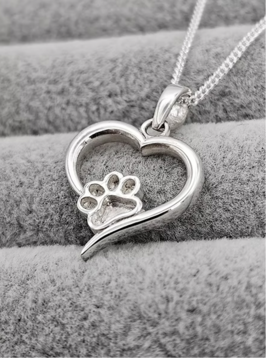 Hallow Heart Paw Print Keepsake Necklace