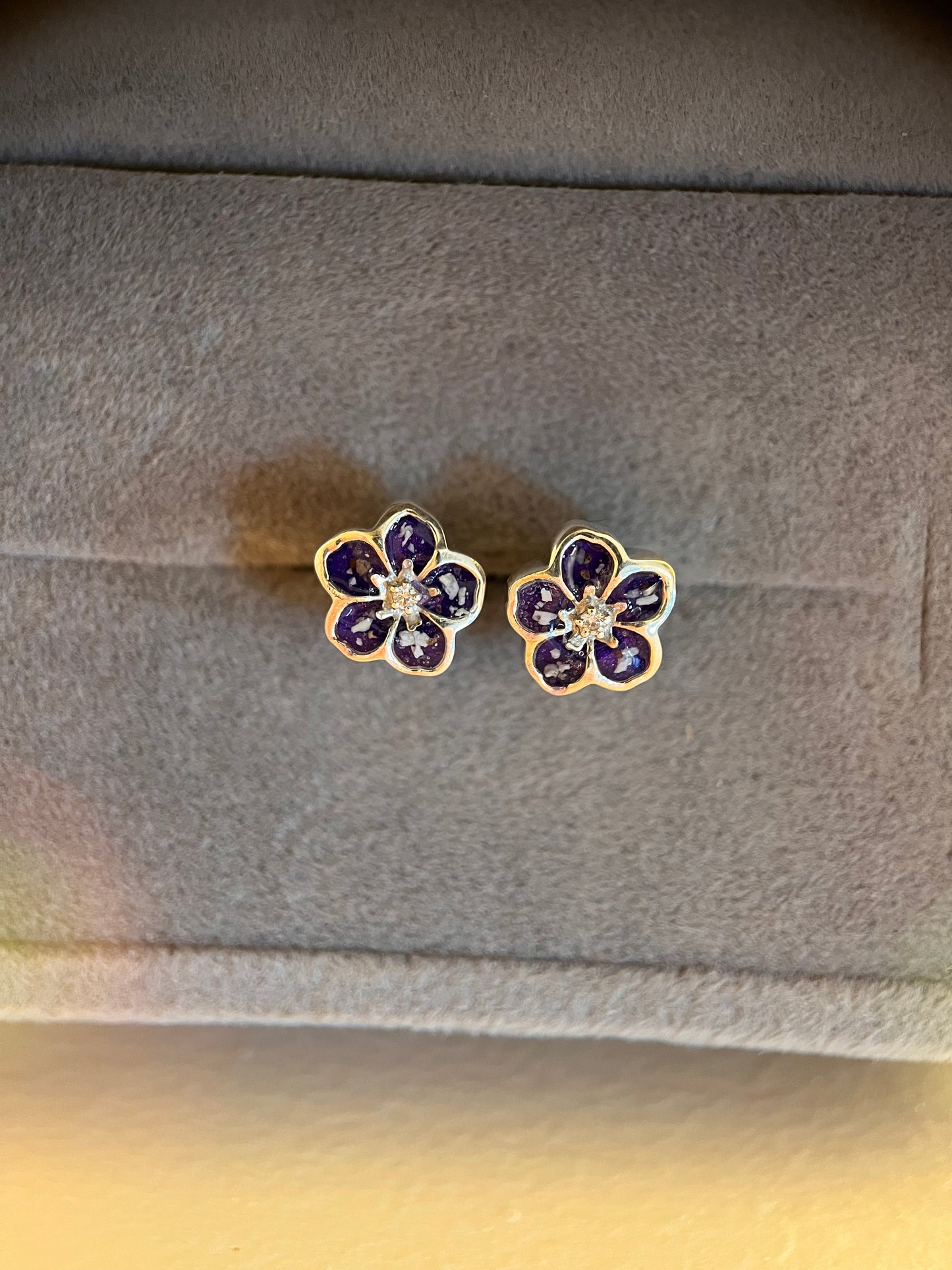 Forget-Me-Knot Clear Cubic Zirconia (CZ) Memorial Earrings