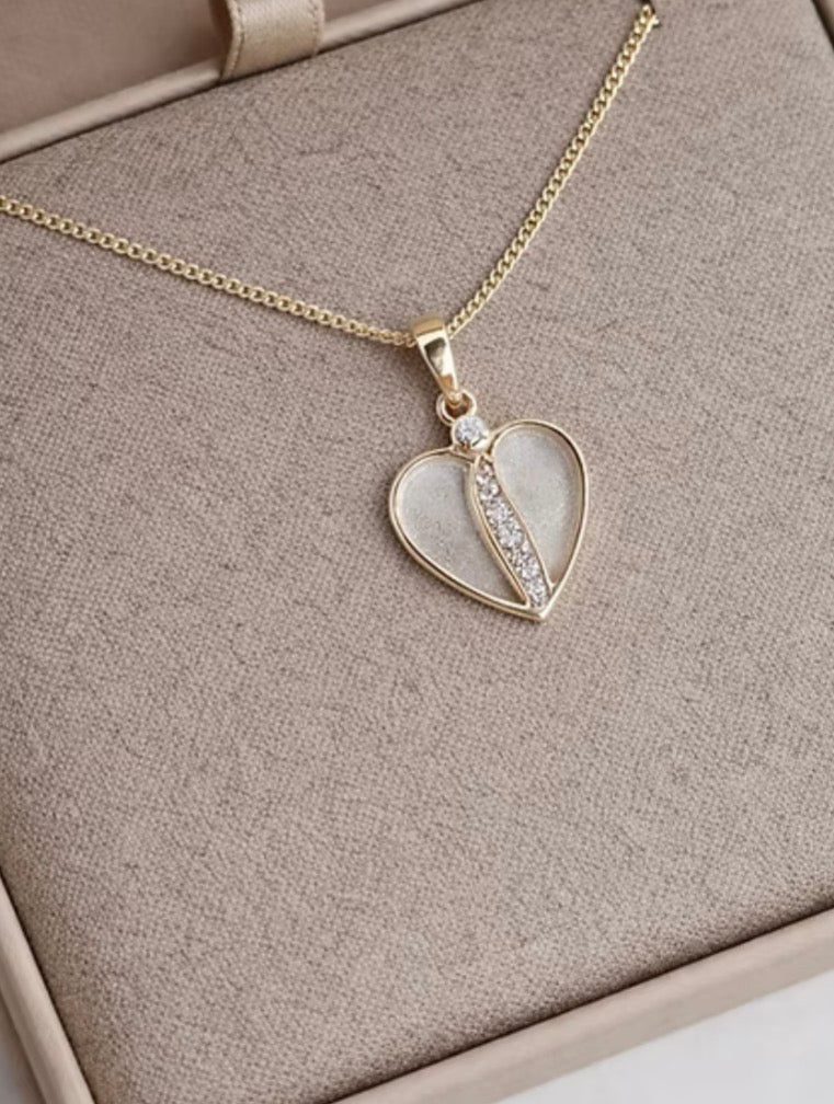 Crystal Divided Heart Pendant