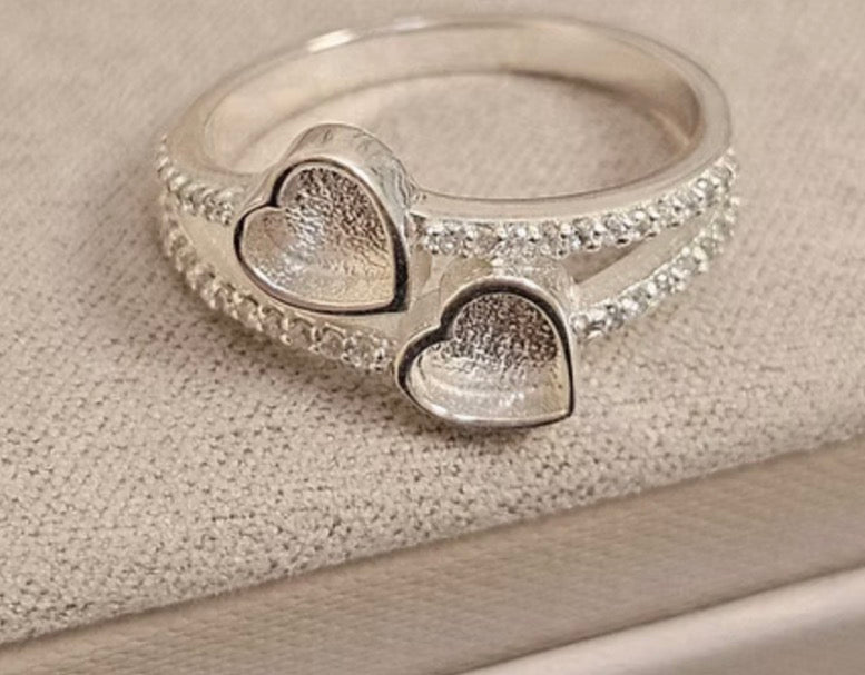 Double Heart Crystal Ring