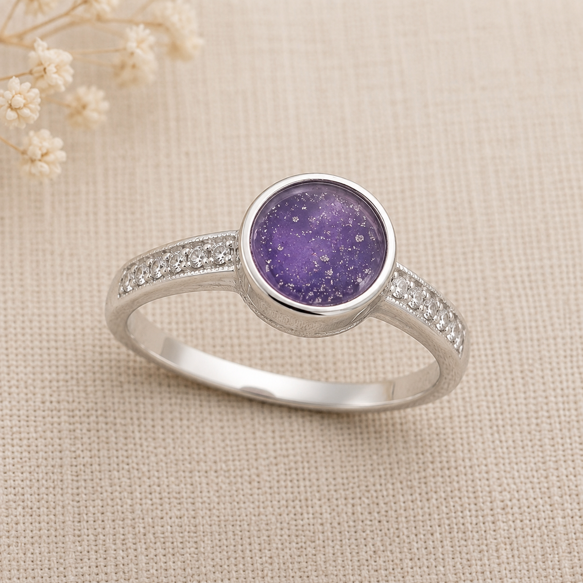 Luxe Round Memorial Keepsake Ring