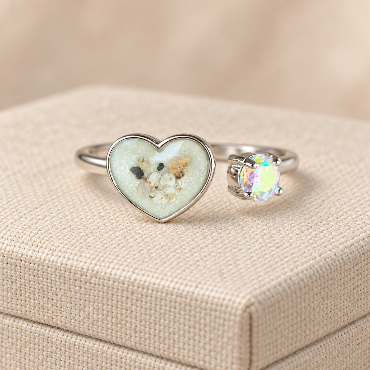 Heart & Birthstone Memorial Ring