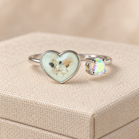 Heart & Birthstone Memorial Ring