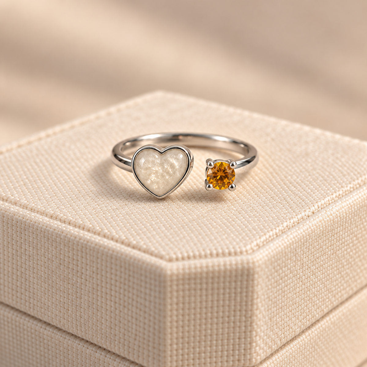 Heart & Birthstone Memorial Ring