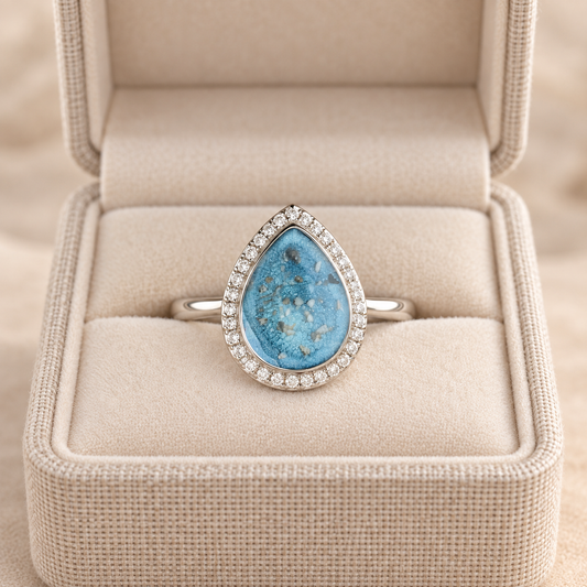 Teardrop Halo Keepsake Ring
