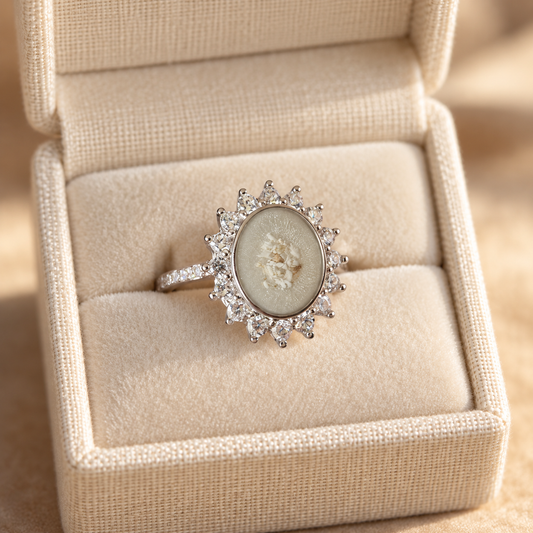 Sunburst Oval Keepsake Ring