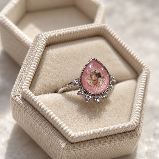 Teardrop Halo Keepsake Ring